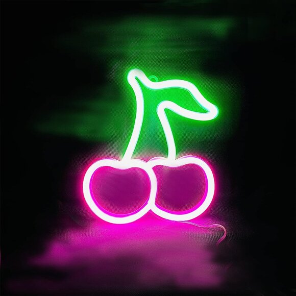 Cherry Neon LED Signs Light Room Decor Aesthetic Light Fruit Night Battery Power - Picture 1 of 7